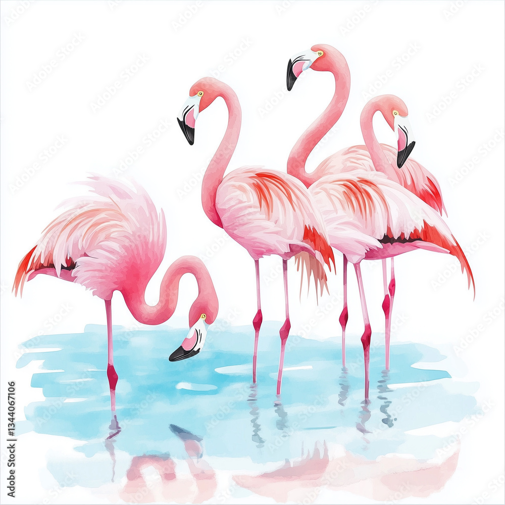 Obraz premium pink flamingo on white background