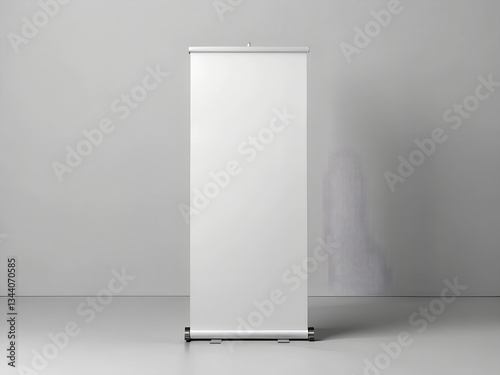 Blank mockup of Retractable Roller Banner Pop up. Trade show Exhibition Isolated background. For Marketing and Promotional Presentation Templates