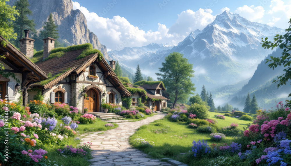 Serene Mountain Village: A Picturesque Alpine Haven