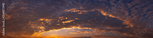 panorama Sunlight with dramatic sky on dark background.Vivid sky on dark cloud.