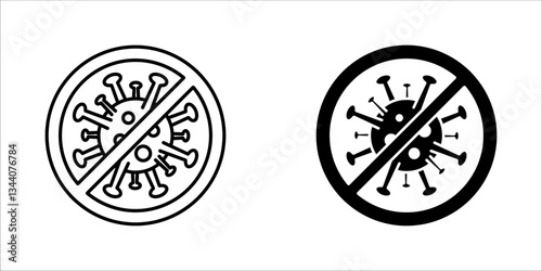 Antibacterial icon set. Bacterial and anti-virus signs, vector illustration on white background.