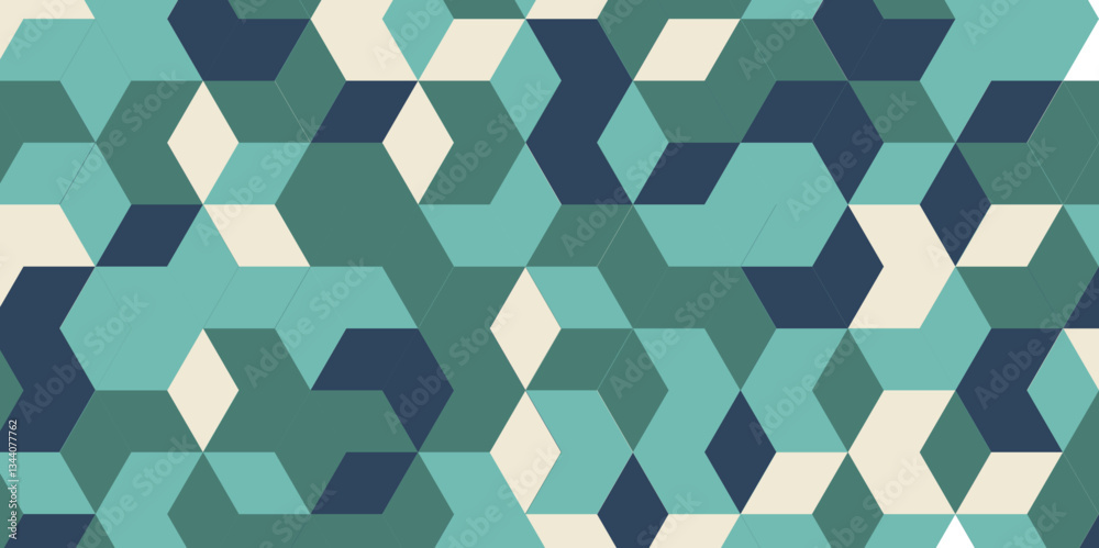 Fototapeta premium Abstract gradient background with overlay stripes shape.Triangle repeat pattern design decoration.Green graduated modern triangular polygon modern background design.Vector illustration .