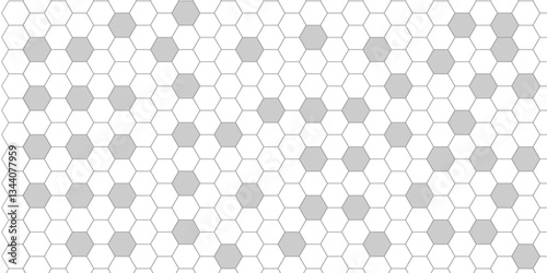 Vector geometric seamless texture symbol. Hexagon, bees hive cells pattern. Abstract pattern with hexagonal white and gray technology line paper background. Stylish grid texture.VECTOR illustration
