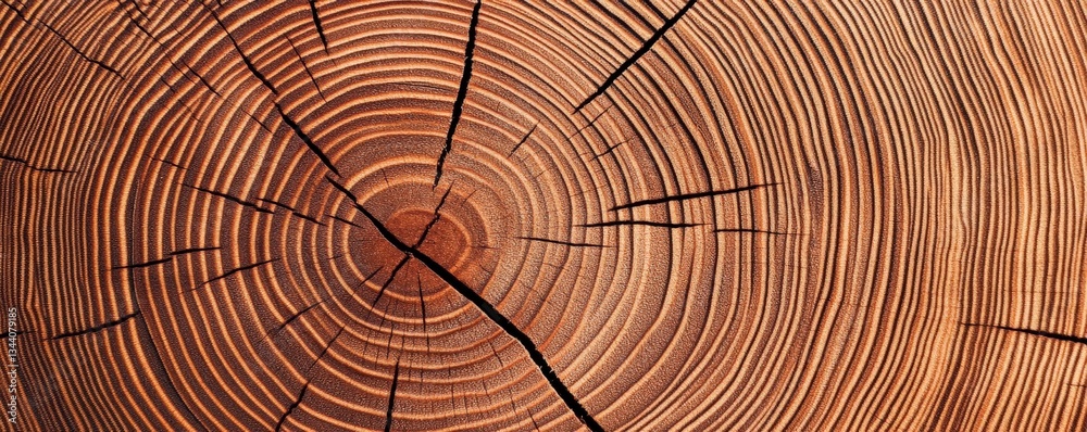 Fototapeta premium A close-up of a tree stump showing concentric growth rings, highlighting its natural texture and patterns.