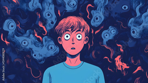Conceptual Image Depicting Introversion and Agoraphobia in Public Spaces, Fears and Phobias in Mental Health