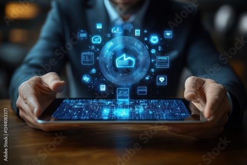 Futuristic Digital Learning Concept with Holographic Technology and Online Education