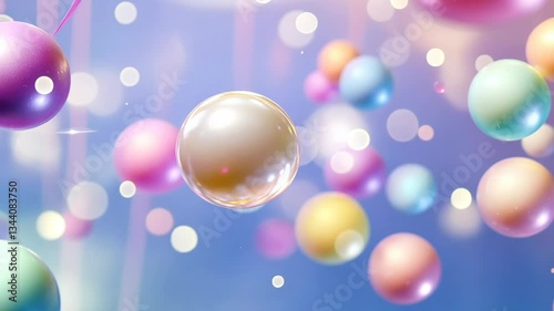 Bubble celebration with colorful spheres floating in the air during a festive atmosphere at a spring event