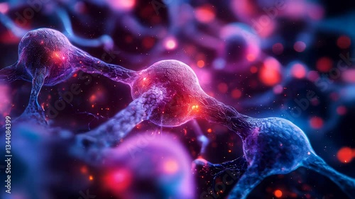 Glowing abstract network of interconnected nodes in vivid colors illustrating digital connections