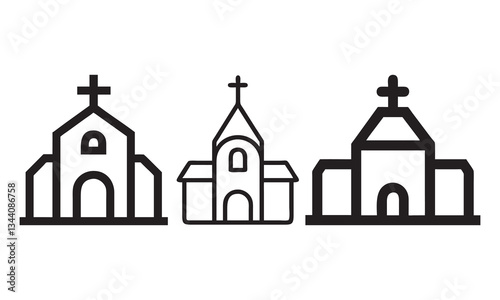 Simple Line Art Illustration of  Churches icons, vector illustration