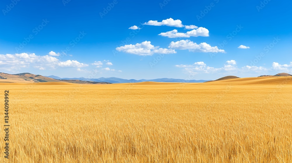 Serene Golden Wheat Field Under A Vast Blue Sky Serene Golden Wheat Field Under A Vast Blue Sky