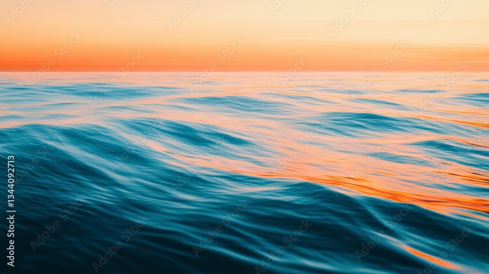 Obraz premium The fluid motion of the sea depicted in a minimalist orange-to-aquamarine gradient, embodying endless tranquility