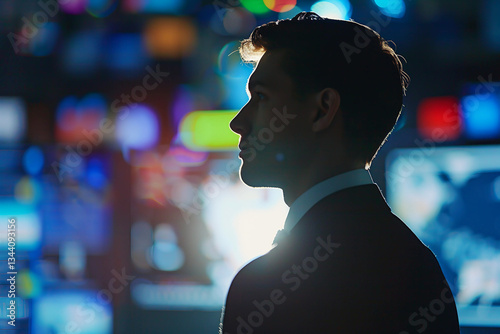 Generative AI professional male female Television Reporter in broadcast Studio with Camera