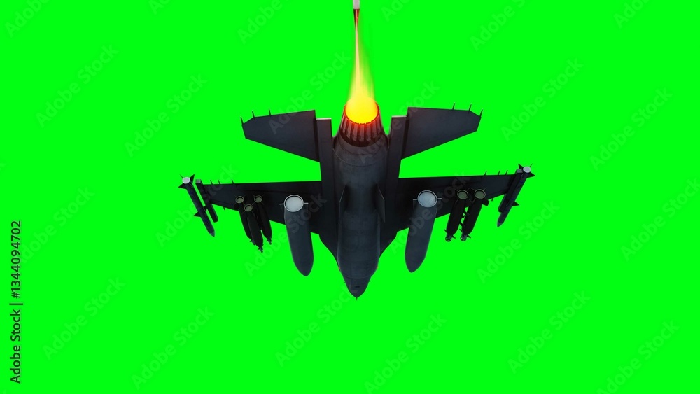 Fototapeta premium Military fighter jet F-16. green screen isolate
