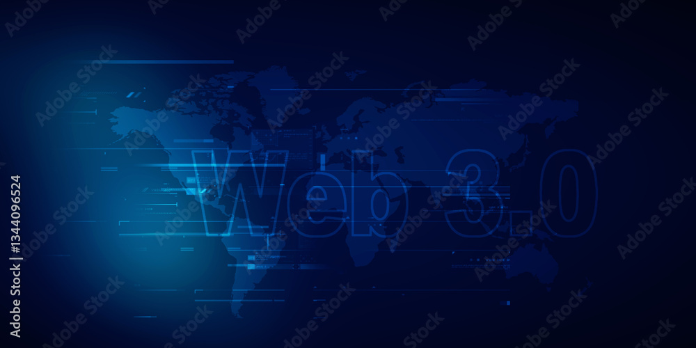 Obraz premium 2D illustration Web against glowing technological background