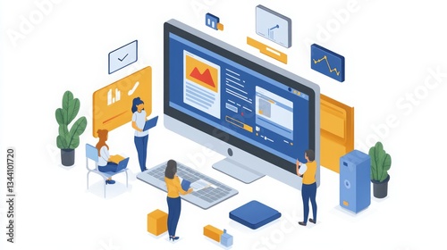 Team collaborating on software solutions in a modern office environment during the workday
