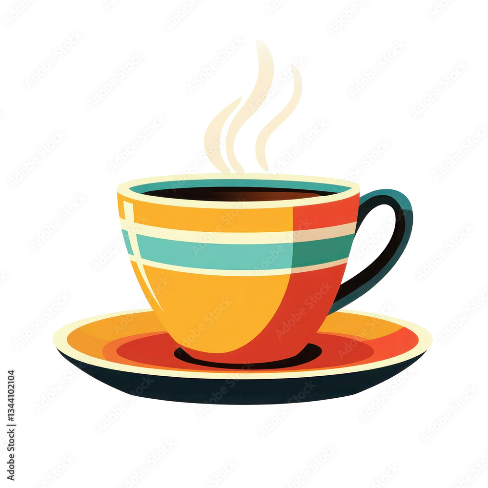 Obraz premium cup of steaming coffee flat design illustration isolated on transparent background