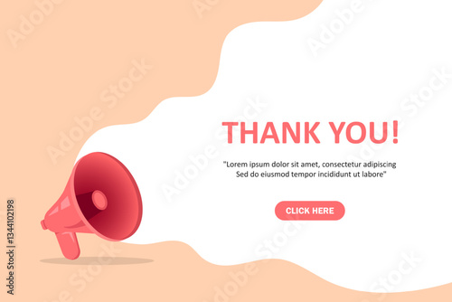 Thank you, banner with megaphone. Thank you speech bubble banner. Vector illustration for retail shopping online marketing template, banner, poster, and background.