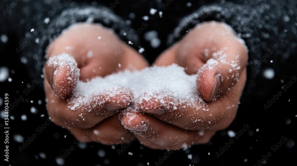 Fototapeta premium Hands holding snow in winter