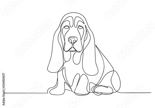 Continuous One Line Basset Hound | Minimalist Dog Breed Vector Illustration