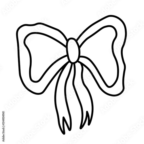 Wallpaper Mural A stylized sketch of a ribbon bow. Minimalist outline design, perfect for elegant and decorative projects. Torontodigital.ca