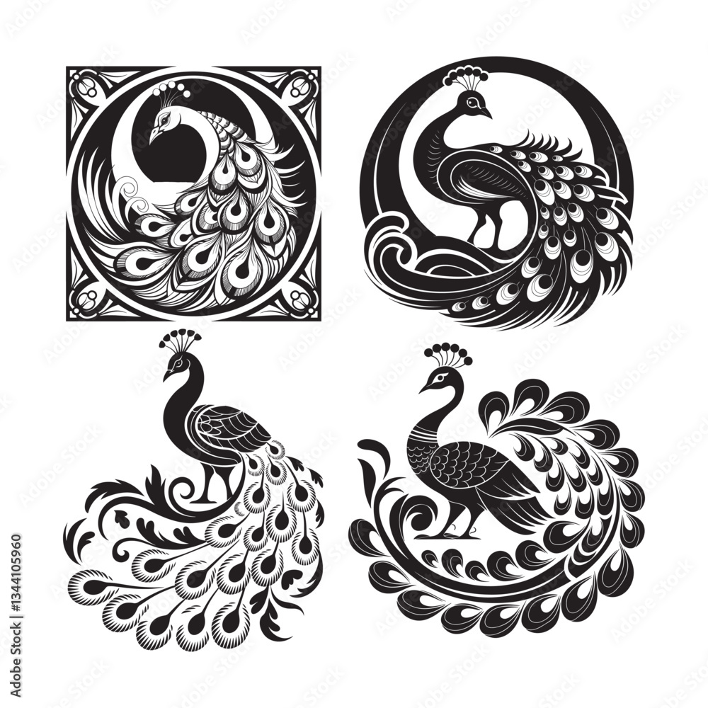 Unique peacock logo Modern and minimalist vector and abstract logo Unique peacock logo Modern and minimalist vector and abstract logo