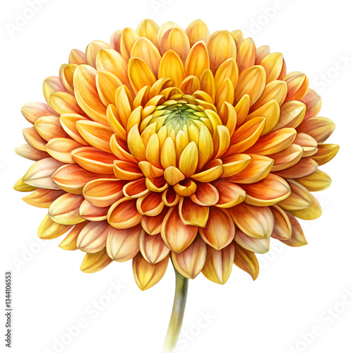 water color yellow chrysanthemum isolated on transparent background