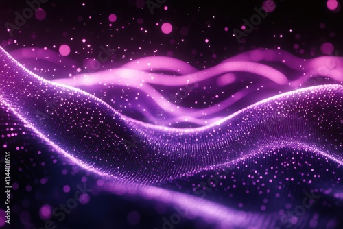 Abstract Purple and Pink Glowing Particle Wave Background Image