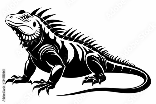 iguana line art silhouette vector illustration