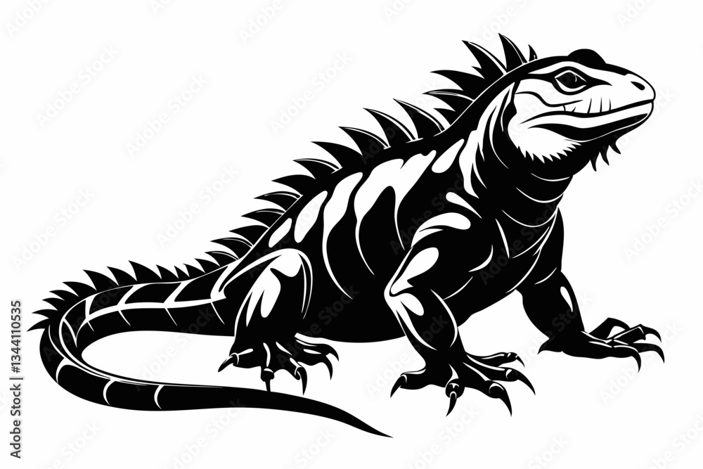 Obraz premium iguana line art silhouette vector illustration