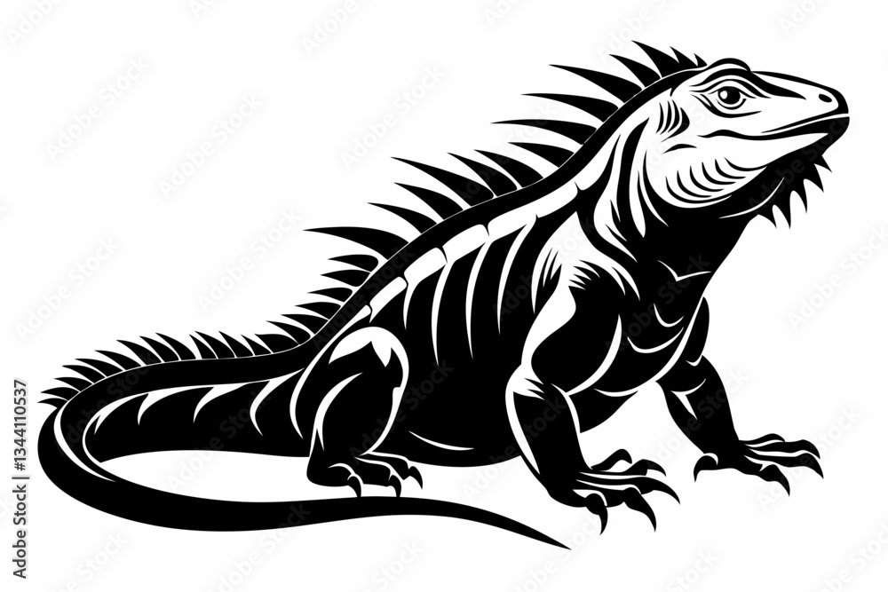 Obraz premium iguana line art silhouette vector illustration