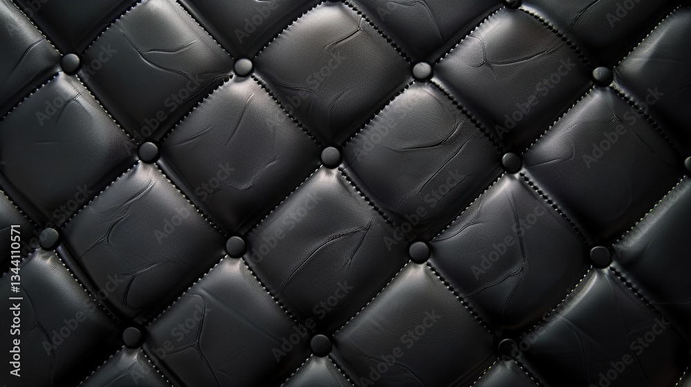 Obraz premium Luxurious Dark Leather Upholstery with Button Accents for Elegant Designs