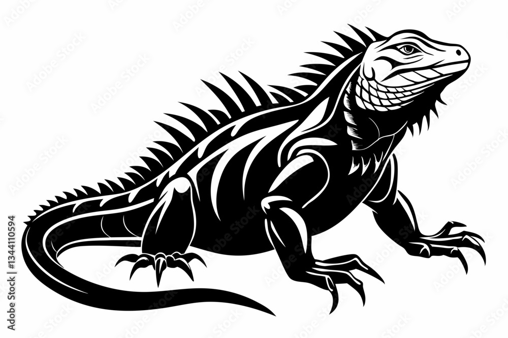 Obraz premium iguana line art silhouette vector illustration