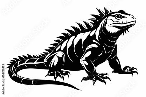 iguana line art silhouette vector illustration