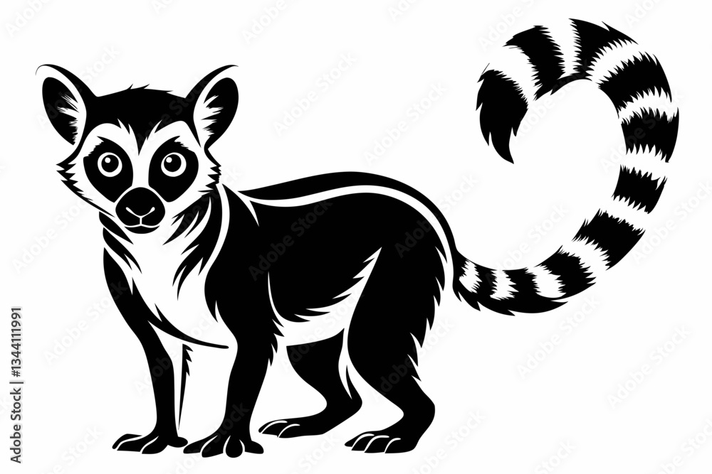 Obraz premium lemur line art silhouette vector illustration