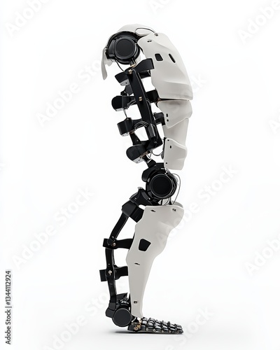 Futuristic robotic leg design showcasing advanced technology and seamless engineering in a side view perspective.