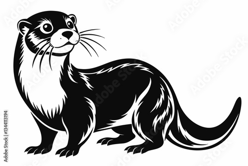 otter line art silhouette vector illustration