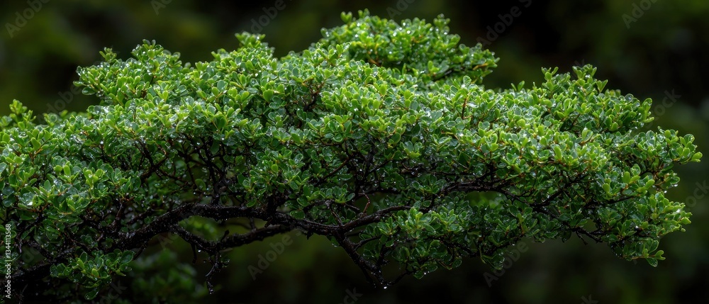 Emerald Canopy: A Lush Branch After the Rain Emerald Canopy: A Lush Branch After the Rain