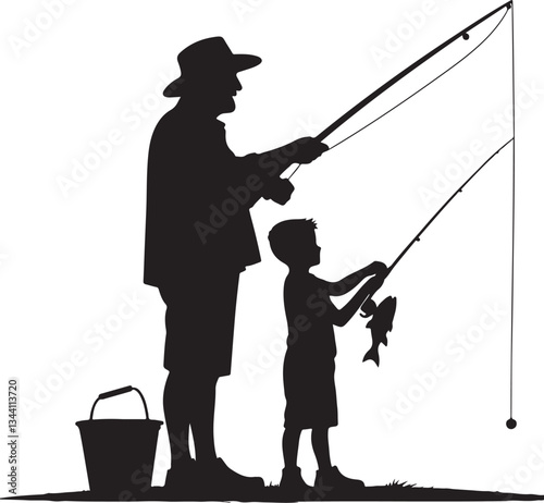 fisherman with fishing rod vector