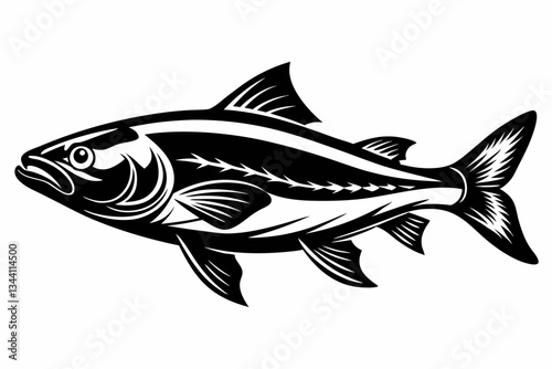 salmon fish line art silhouette vector illustration
