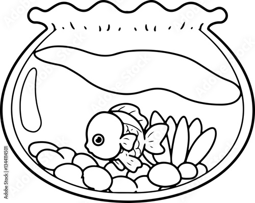 fish tank hand drawn