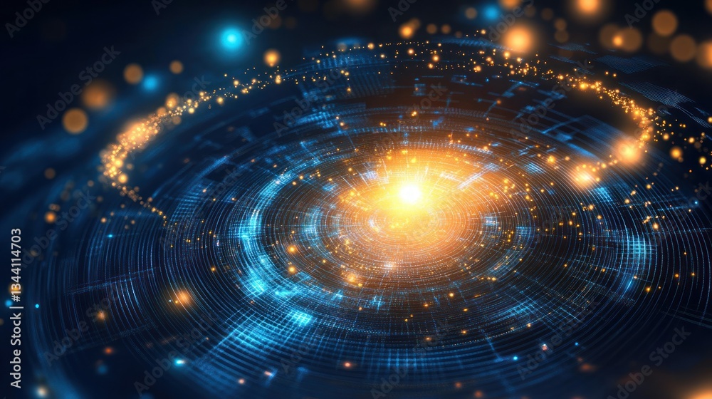 Obraz premium Abstract digital galaxy swirling, futuristic technology design