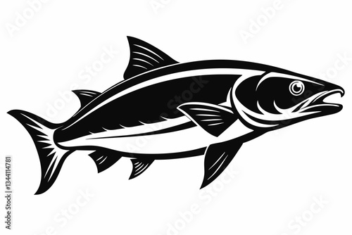 salmon fish line art silhouette vector illustration