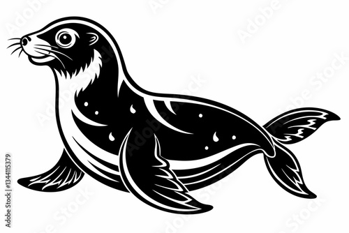 sea lion line art silhouette vector illustration