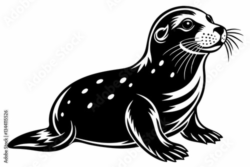 sea lion line art silhouette vector illustration