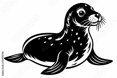 sea lion line art silhouette vector illustration