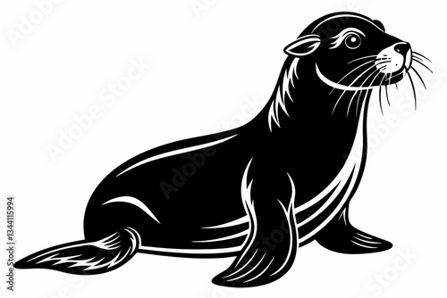 sea lion line art silhouette vector illustration