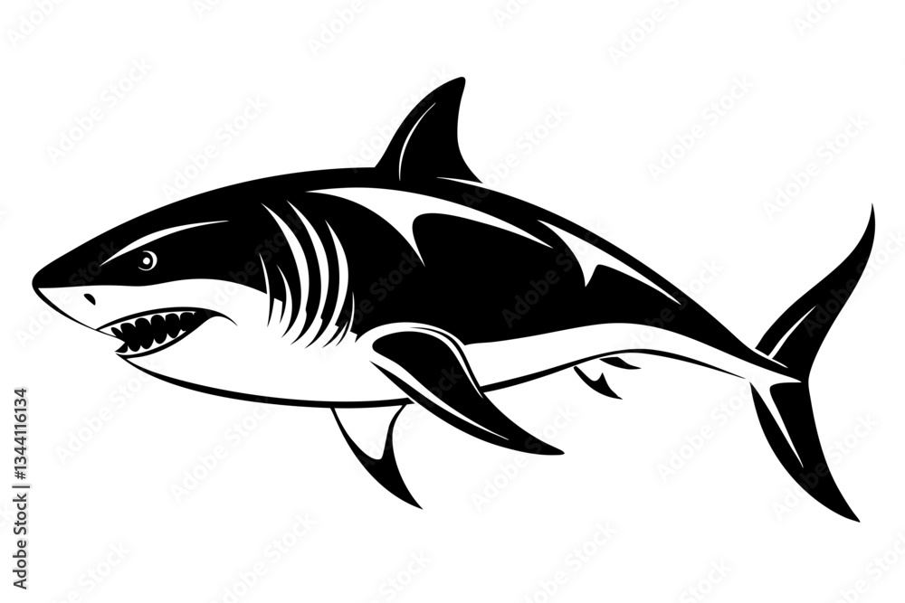 Fototapeta premium shark line art silhouette vector illustration