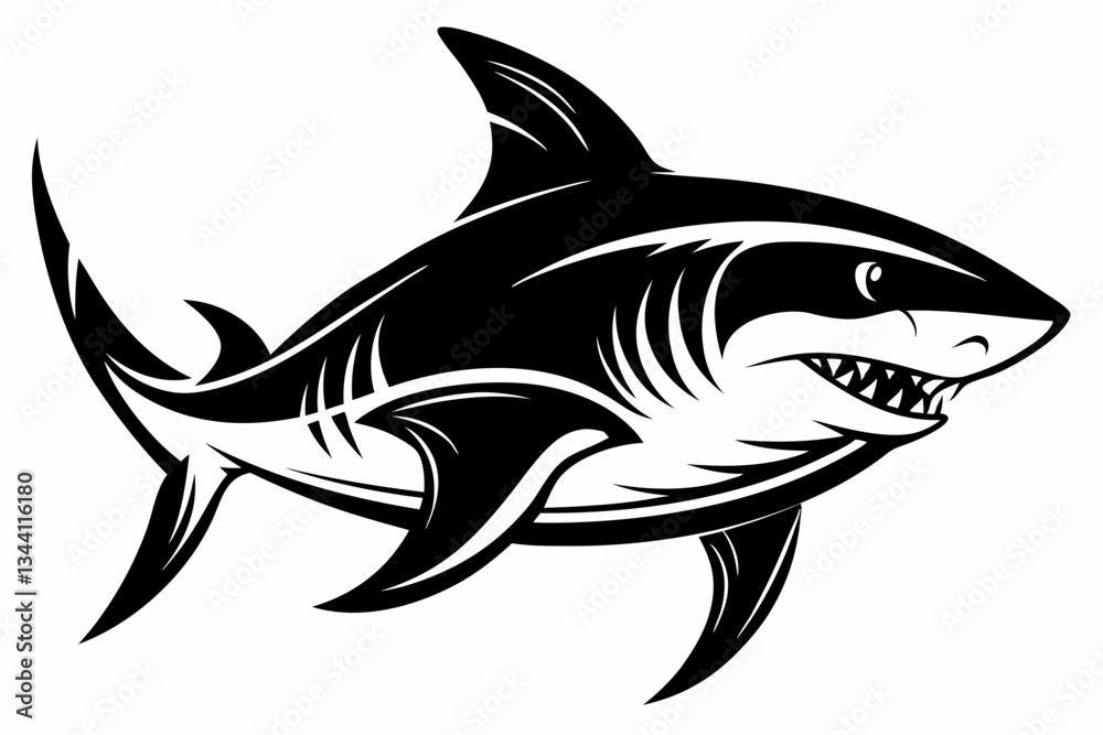 Fototapeta premium shark line art silhouette vector illustration