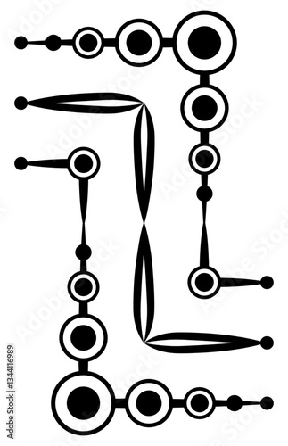 Monochrome abstract geometric vector illustration. Black and white circle and lines decoration. Complicated zigzag design element. Clear strict ornament for decor