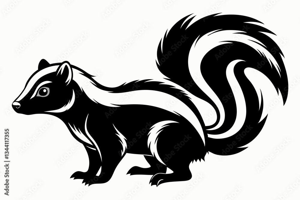 skunk line art silhouette vector illustration skunk line art silhouette vector illustration